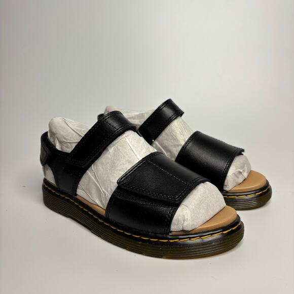 Dr Martens Romi Y Leather Velcro Sandals in Black T Lamper - Picture 7 of 11